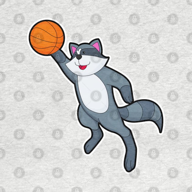 Racoon as Basketball player with Basketball by Markus Schnabel